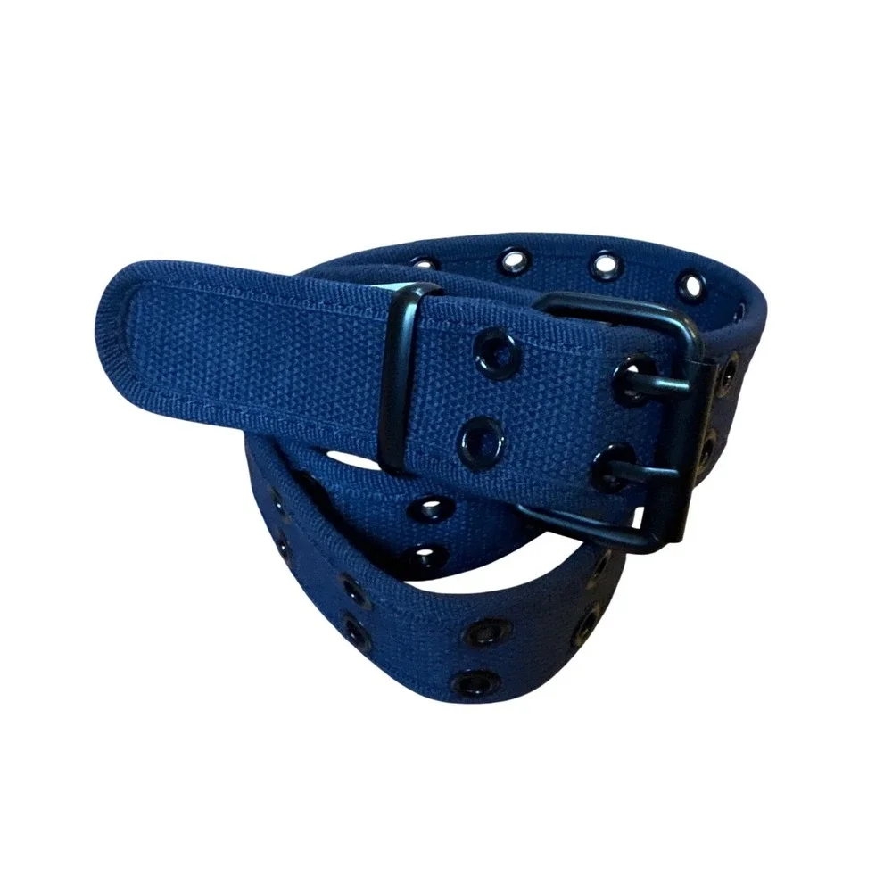 Unbranded Double‎ Grommet Belt Women Navy Blue Good Canvas Utility SIZE M